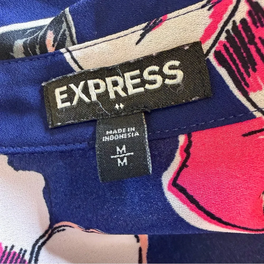 Express Floral Button-Down Bundle Shirt in Navy and Dusty Rose Work Office Chic - Picture 10 of 15